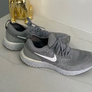Nike Epic React Gray and White Athletic Shoes with Sock-Like Fit